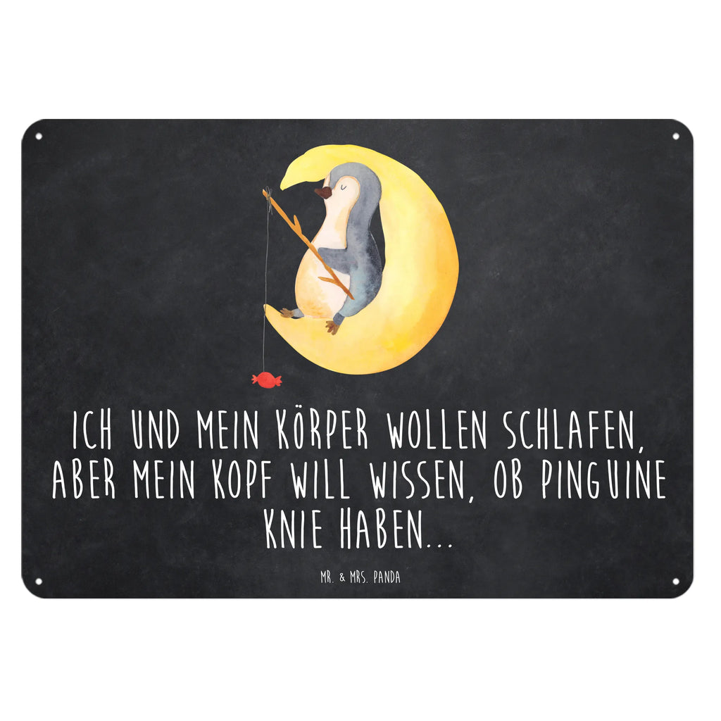 Blechschild Pinguin Mond Blechschild, Metallschild, Geschenk Schild, Schild, Magnet-Metall-Schild, Deko Schild, Wandschild, Wand-Dekoration, Türschild, Pinguin, Pinguine, Spruch, schlafen, Nachtruhe, Einschlafen, Schlafzimmer, Schlafstörungen, Gästezimmer