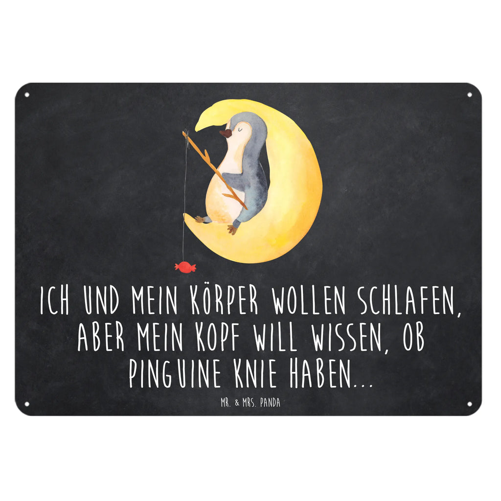 Blechschild Pinguin Mond Blechschild, Metallschild, Geschenk Schild, Schild, Magnet-Metall-Schild, Deko Schild, Wandschild, Wand-Dekoration, Türschild, Pinguin, Pinguine, Spruch, schlafen, Nachtruhe, Einschlafen, Schlafzimmer, Schlafstörungen, Gästezimmer