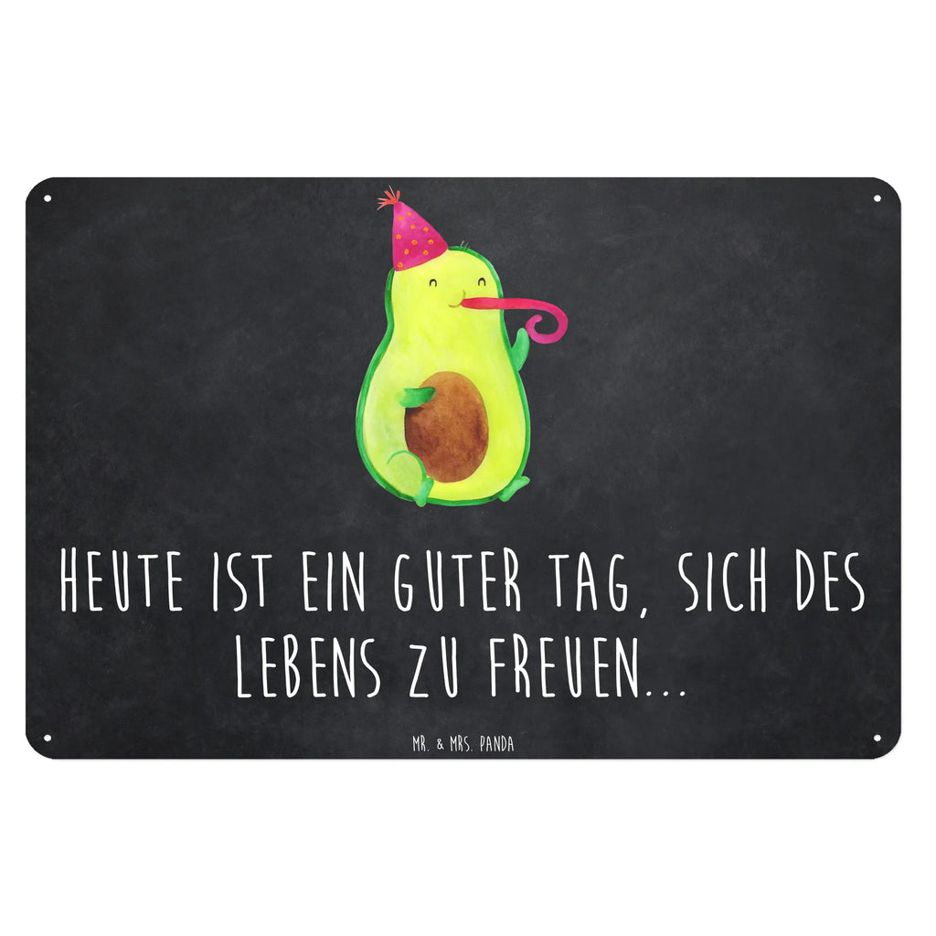 Blechschild Avocado Feier Blechschild, Metallschild, Geschenk Schild, Schild, Magnet-Metall-Schild, Deko Schild, Wandschild, Wand-Dekoration, Türschild, Avocado, Veggie, Vegan, Gesund, Party, Feierlichkeit, Feier, Fete, Geburtstag, Gute Laune, Tröte