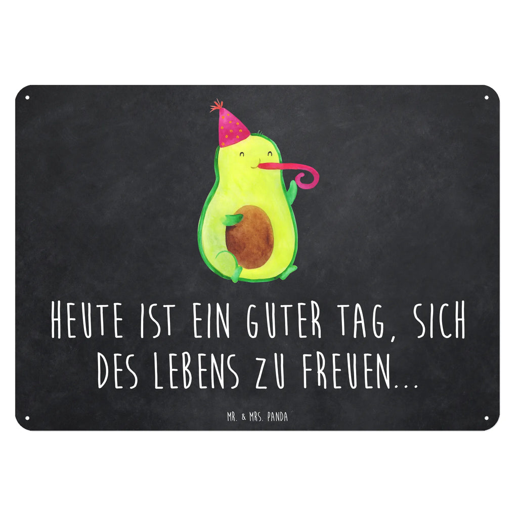 Blechschild Avocado Feier Blechschild, Metallschild, Geschenk Schild, Schild, Magnet-Metall-Schild, Deko Schild, Wandschild, Wand-Dekoration, Türschild, Avocado, Veggie, Vegan, Gesund, Party, Feierlichkeit, Feier, Fete, Geburtstag, Gute Laune, Tröte