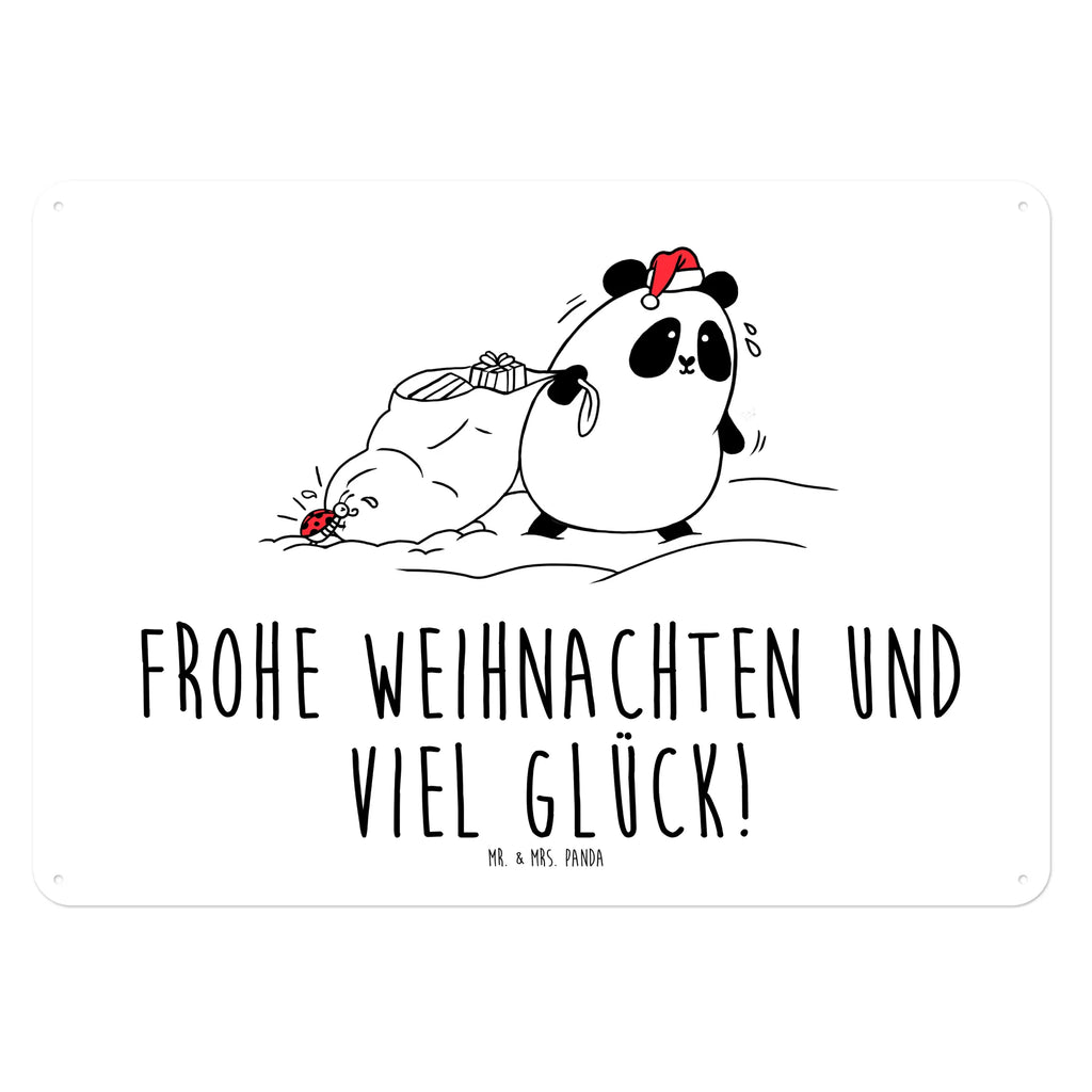 Blechschild Panda Weihnachten Blechschild, Metallschild, Geschenk Schild, Schild, Magnet-Metall-Schild, Deko Schild, Wandschild, Wand-Dekoration, Türschild