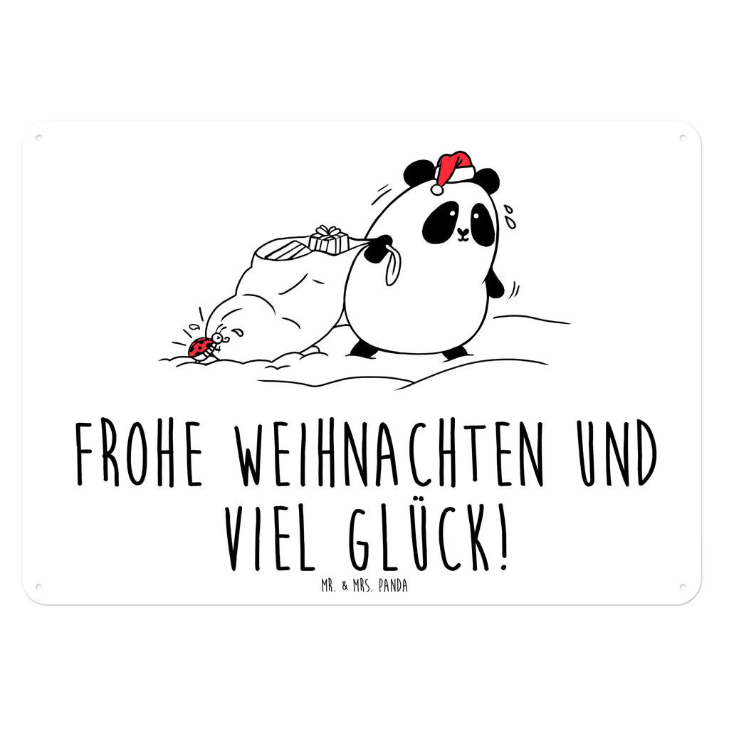 Blechschild Panda Weihnachten Blechschild, Metallschild, Geschenk Schild, Schild, Magnet-Metall-Schild, Deko Schild, Wandschild, Wand-Dekoration, Türschild