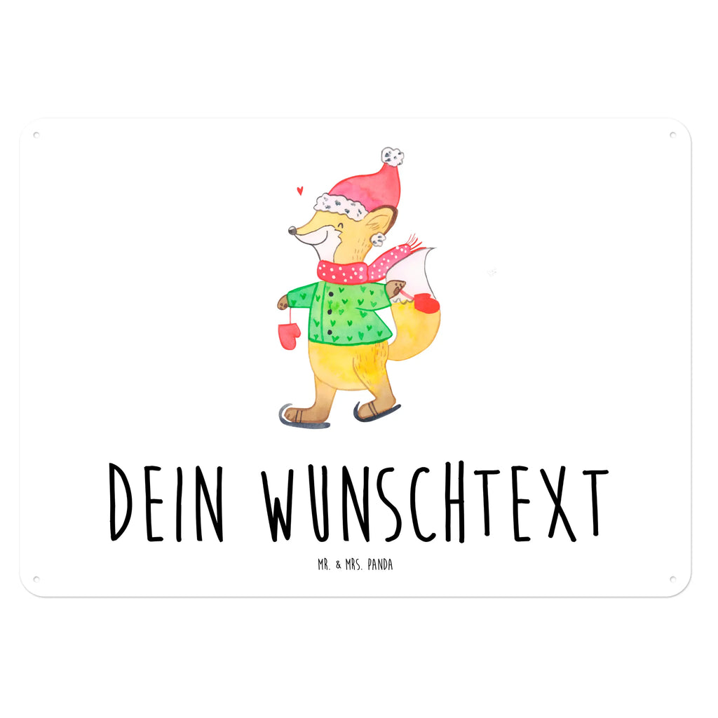 Personalisiertes Blechschild Fuchs  Schlittschuhe Blechschild, Metallschild, Geschenk Schild, Schild, Magnet-Metall-Schild, Deko Schild, Wandschild, Wand-Dekoration, Türschild, Winter, Weihnachten, Weihnachtsdeko, Nikolaus, Advent, Heiligabend, Wintermotiv, Weihnachtsmann, Weihnachtstage, Weihnachtsbaum, Tannenbaum, Weihnachtszeit