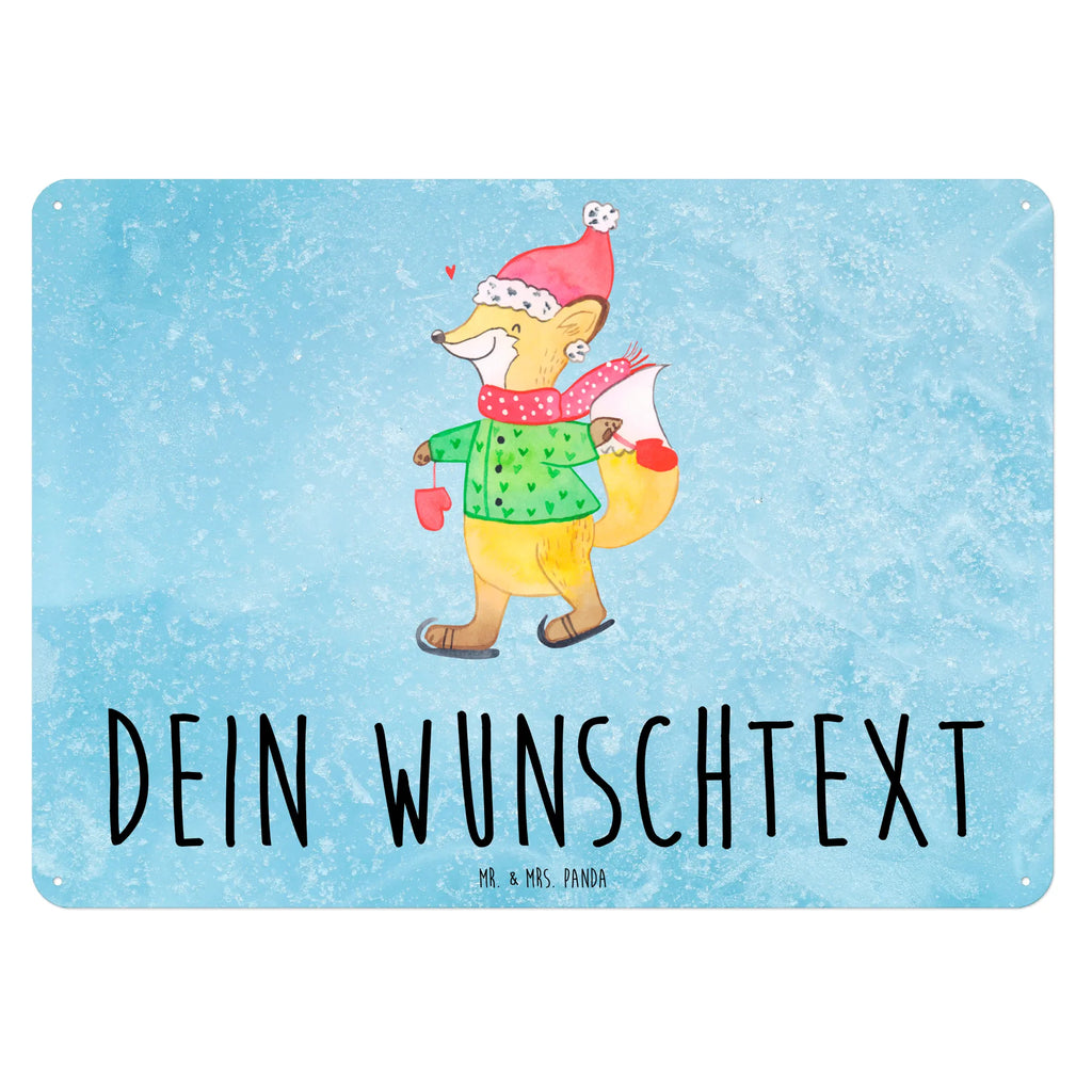 Personalisiertes Blechschild Fuchs  Schlittschuhe Blechschild, Metallschild, Geschenk Schild, Schild, Magnet-Metall-Schild, Deko Schild, Wandschild, Wand-Dekoration, Türschild, Winter, Weihnachten, Weihnachtsdeko, Nikolaus, Advent, Heiligabend, Wintermotiv, Weihnachtsmann, Weihnachtstage, Weihnachtsbaum, Tannenbaum, Weihnachtszeit