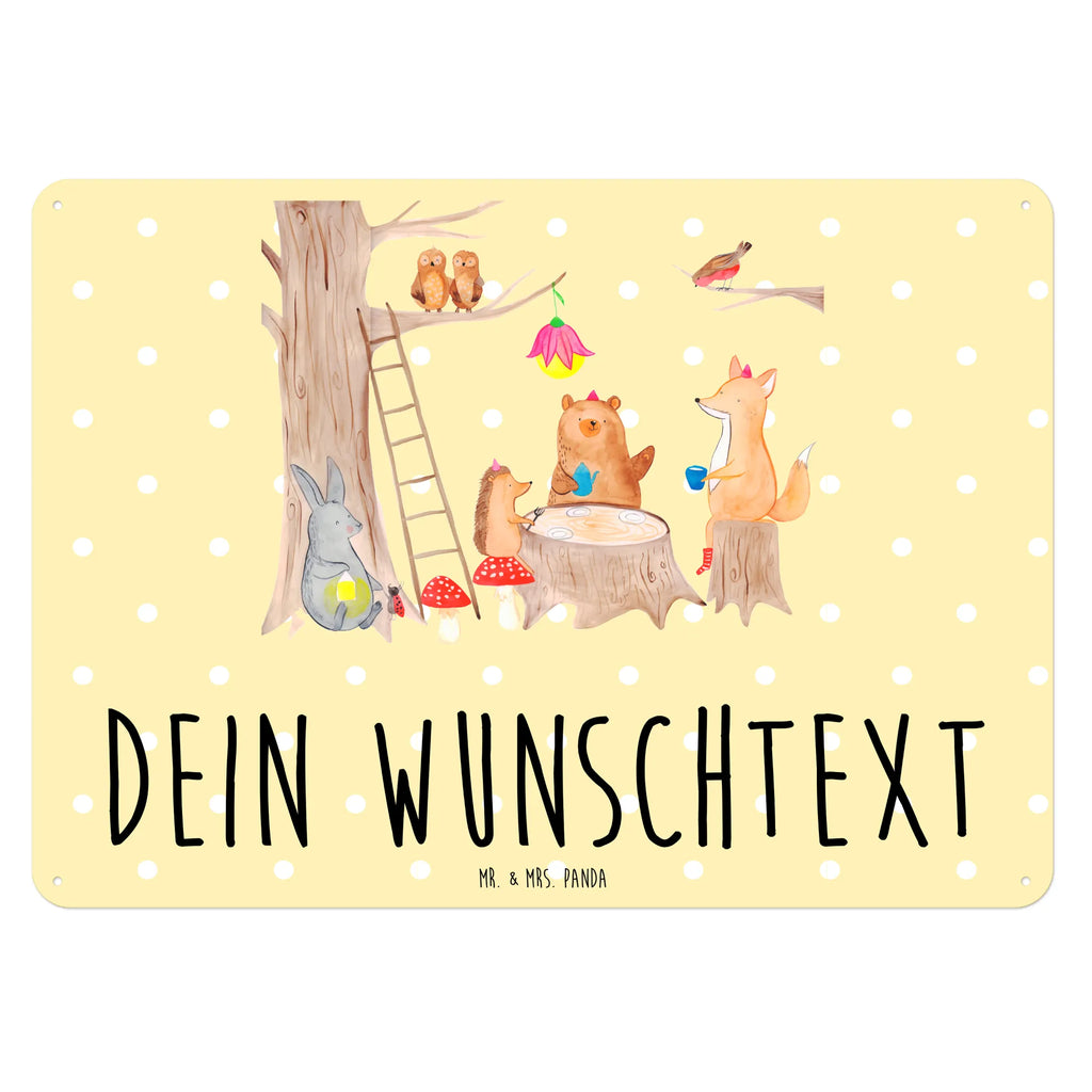 Personalisiertes Blechschild Waldtiere Picknick Blechschild, Metallschild, Geschenk Schild, Schild, Magnet-Metall-Schild, Deko Schild, Wandschild, Wand-Dekoration, Türschild, Tiermotive, Gute Laune, lustige Sprüche, Tiere, Waldtiere, Picknick, Wald, Fuchs, Hase, Igel, Maus, Eichhörnchen