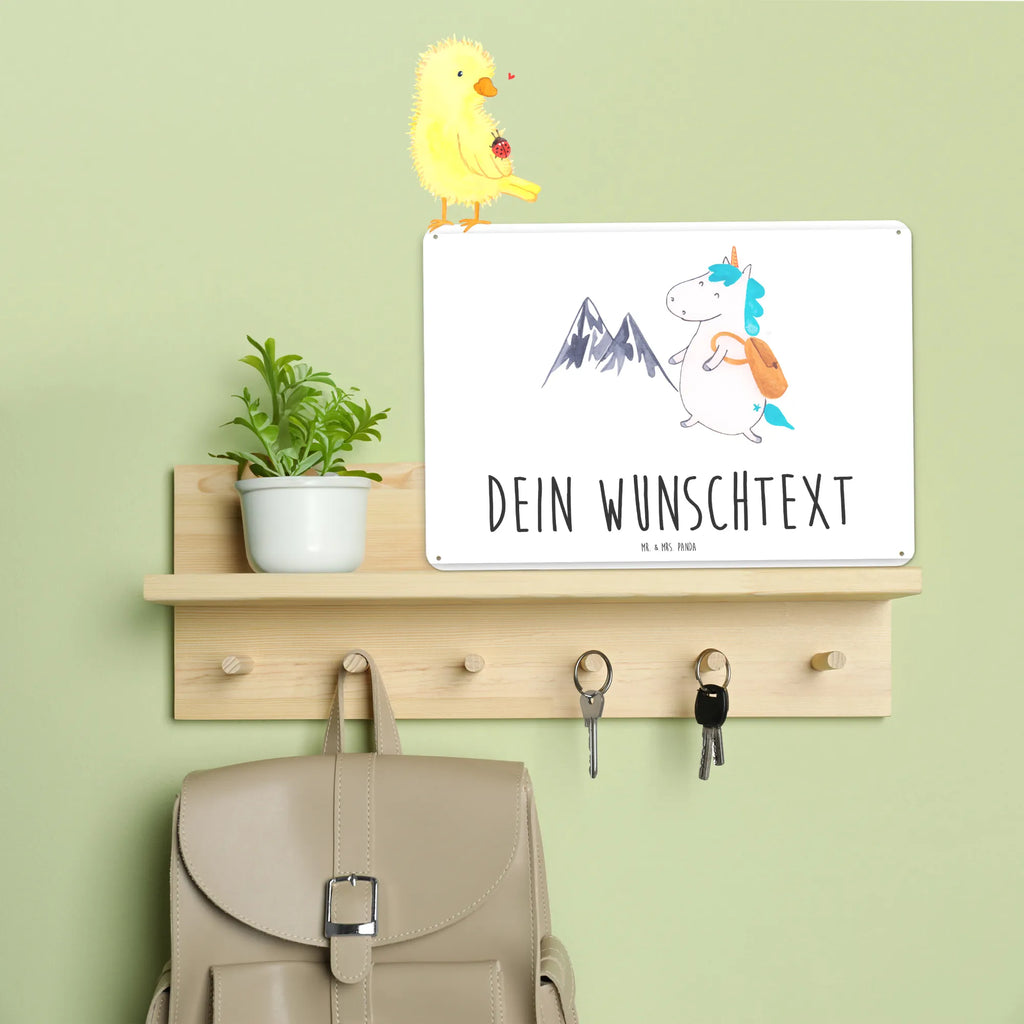 Personalisiertes Blechschild Einhorn Bergsteiger Blechschild, Metallschild, Geschenk Schild, Schild, Magnet-Metall-Schild, Deko Schild, Wandschild, Wand-Dekoration, Türschild, Einhorn, Einhörner, Einhorn Deko, Pegasus, Unicorn, Bergsteiger, Abenteuer, Berge, Abenteurer, Weltenbummler, Weltreise, Reisen, Urlaub, Entdecker