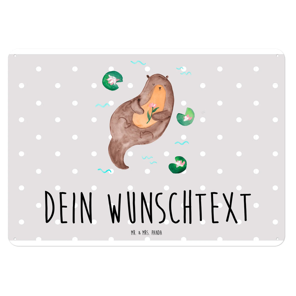 Personalisiertes Blechschild Otter Seerose Blechschild, Metallschild, Geschenk Schild, Schild, Magnet-Metall-Schild, Deko Schild, Wandschild, Wand-Dekoration, Türschild, Otter, Fischotter, Seeotter, Otter Seeotter See Otter