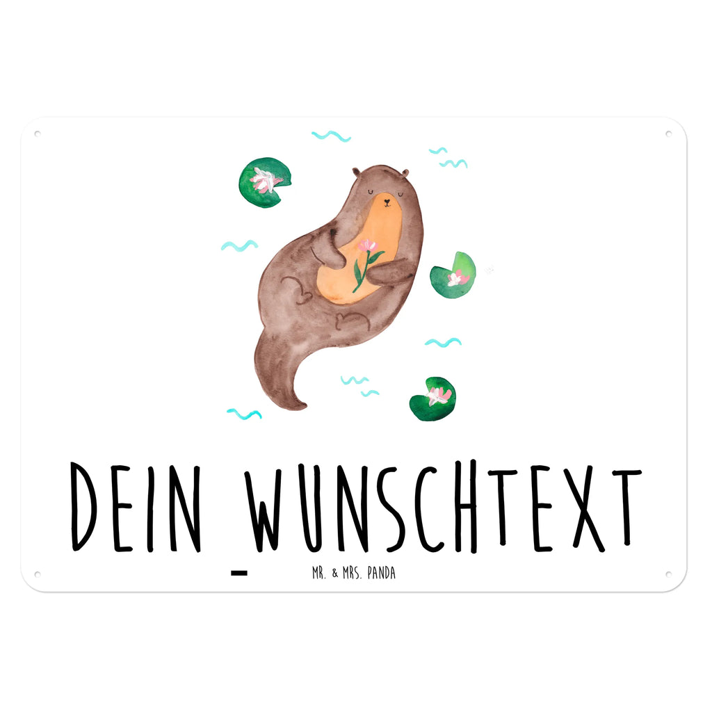 Personalisiertes Blechschild Otter Seerose Blechschild, Metallschild, Geschenk Schild, Schild, Magnet-Metall-Schild, Deko Schild, Wandschild, Wand-Dekoration, Türschild, Otter, Fischotter, Seeotter, Otter Seeotter See Otter