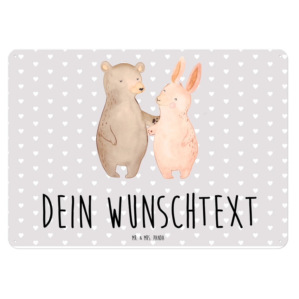 Personalisiertes Blechschild Bär und Hase Umarmen Blechschild, Metallschild, Geschenk Schild, Schild, Magnet-Metall-Schild, Deko Schild, Wandschild, Wand-Dekoration, Türschild, Liebe, Partner, Freund, Freundin, Ehemann, Ehefrau, Heiraten, Verlobung, Heiratsantrag, Liebesgeschenk, Jahrestag, Hocheitstag, Freunde, bester Freund, Hase, Bär, Bärchen, best friends