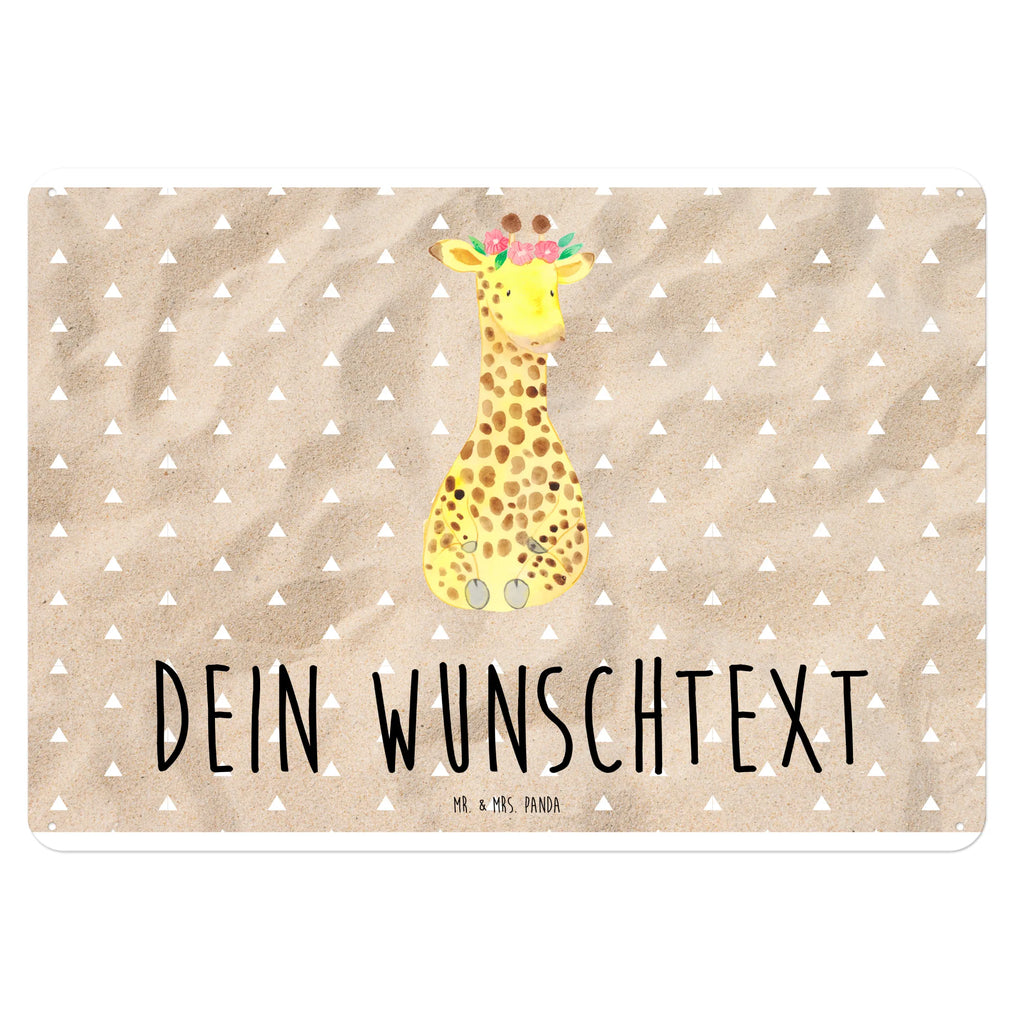 Personalisiertes Blechschild Giraffe Blumenkranz Blechschild, Metallschild, Geschenk Schild, Schild, Magnet-Metall-Schild, Deko Schild, Wandschild, Wand-Dekoration, Türschild, Afrika, Wildtiere, Giraffe, Blumenkranz, Abenteurer, Selbstliebe, Freundin