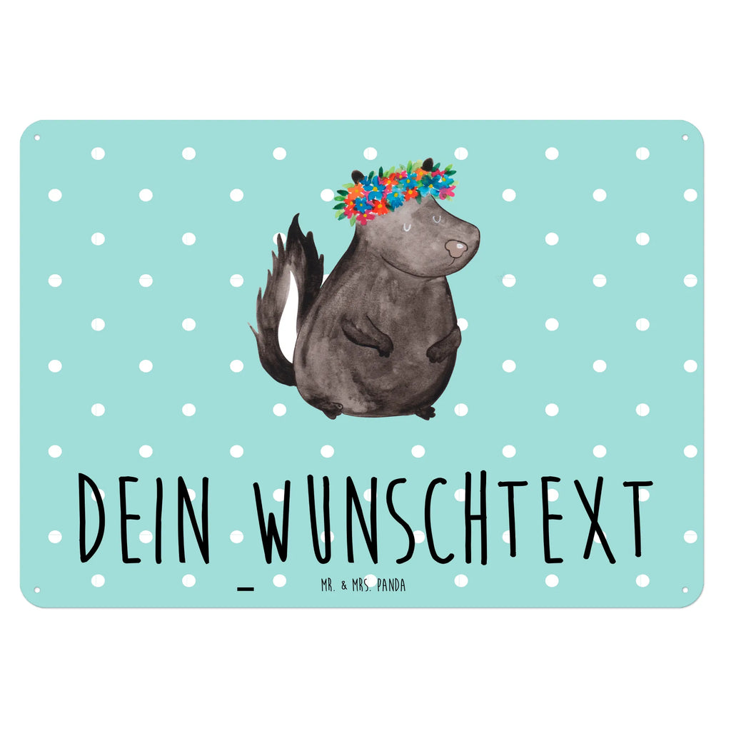 Personalisiertes Blechschild Stinktier Blumenmaedchen Blechschild, Metallschild, Geschenk Schild, Schild, Magnet-Metall-Schild, Deko Schild, Wandschild, Wand-Dekoration, Türschild, Stinktier, Skunk, Wildtier, Raubtier, Stinker, Stinki, Yoga, Namaste, Lebe, Liebe, Lache