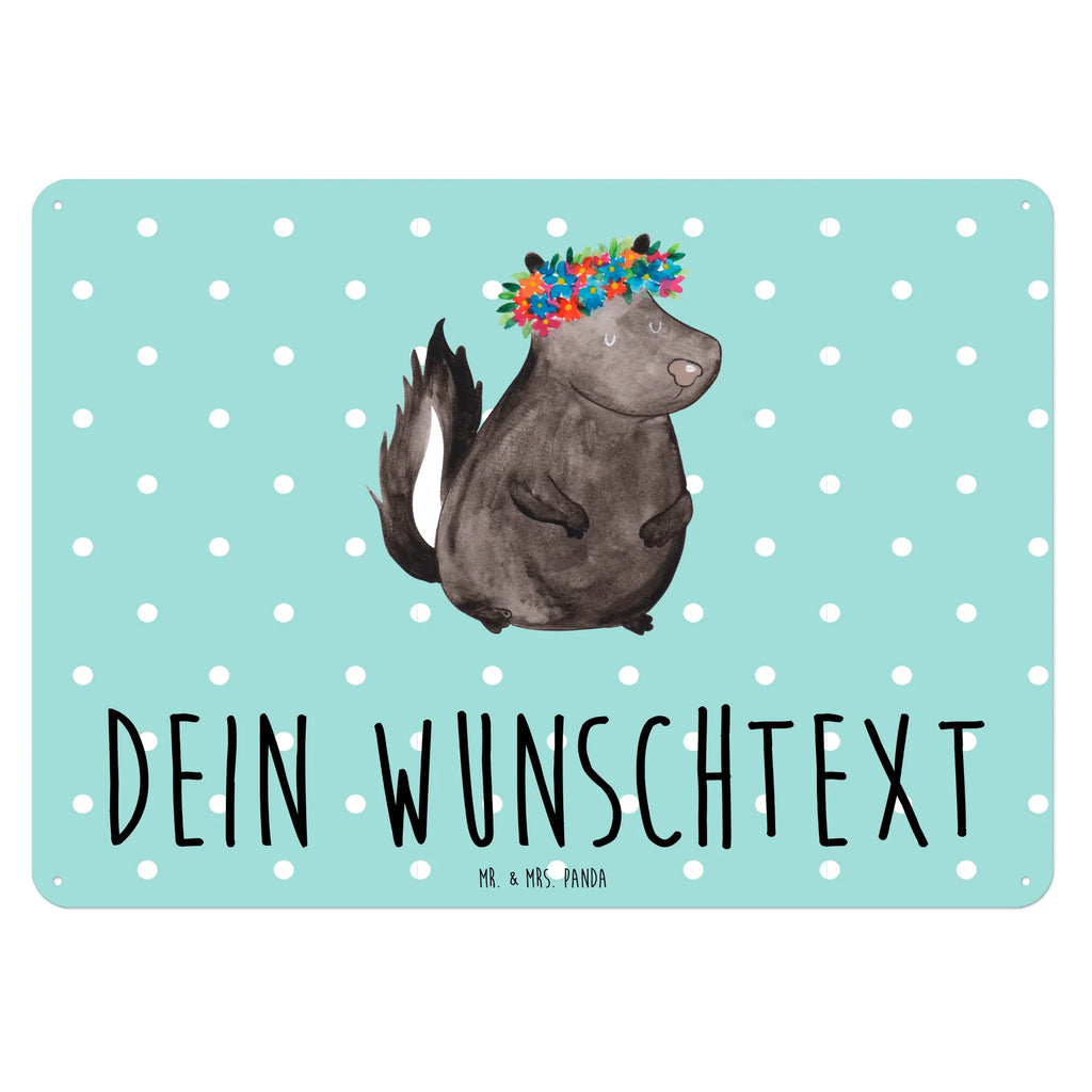 Personalisiertes Blechschild Stinktier Blumenmaedchen Blechschild, Metallschild, Geschenk Schild, Schild, Magnet-Metall-Schild, Deko Schild, Wandschild, Wand-Dekoration, Türschild, Stinktier, Skunk, Wildtier, Raubtier, Stinker, Stinki, Yoga, Namaste, Lebe, Liebe, Lache