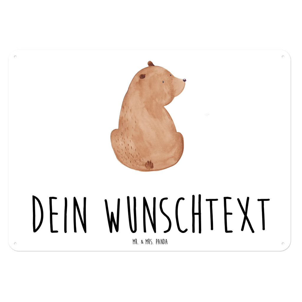 Personalisiertes Blechschild Bär Schulterblick Blechschild, Metallschild, Geschenk Schild, Schild, Magnet-Metall-Schild, Deko Schild, Wandschild, Wand-Dekoration, Türschild, Bär, Teddy, Teddybär, Selbstachtung, Weltansicht, Motivation, Bären, Bärenliebe, Weisheit