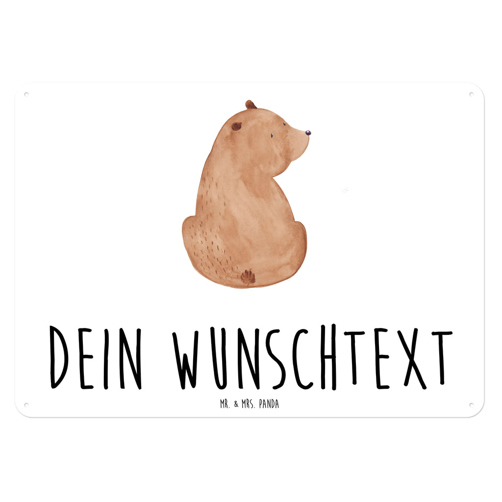 Personalisiertes Blechschild Bär Schulterblick Blechschild, Metallschild, Geschenk Schild, Schild, Magnet-Metall-Schild, Deko Schild, Wandschild, Wand-Dekoration, Türschild, Bär, Teddy, Teddybär, Selbstachtung, Weltansicht, Motivation, Bären, Bärenliebe, Weisheit