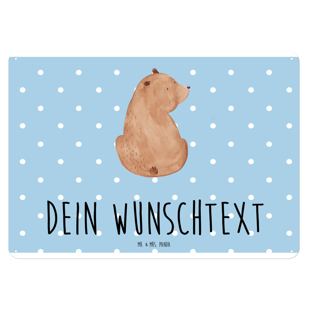 Personalisiertes Blechschild Bär Schulterblick Blechschild, Metallschild, Geschenk Schild, Schild, Magnet-Metall-Schild, Deko Schild, Wandschild, Wand-Dekoration, Türschild, Bär, Teddy, Teddybär, Selbstachtung, Weltansicht, Motivation, Bären, Bärenliebe, Weisheit