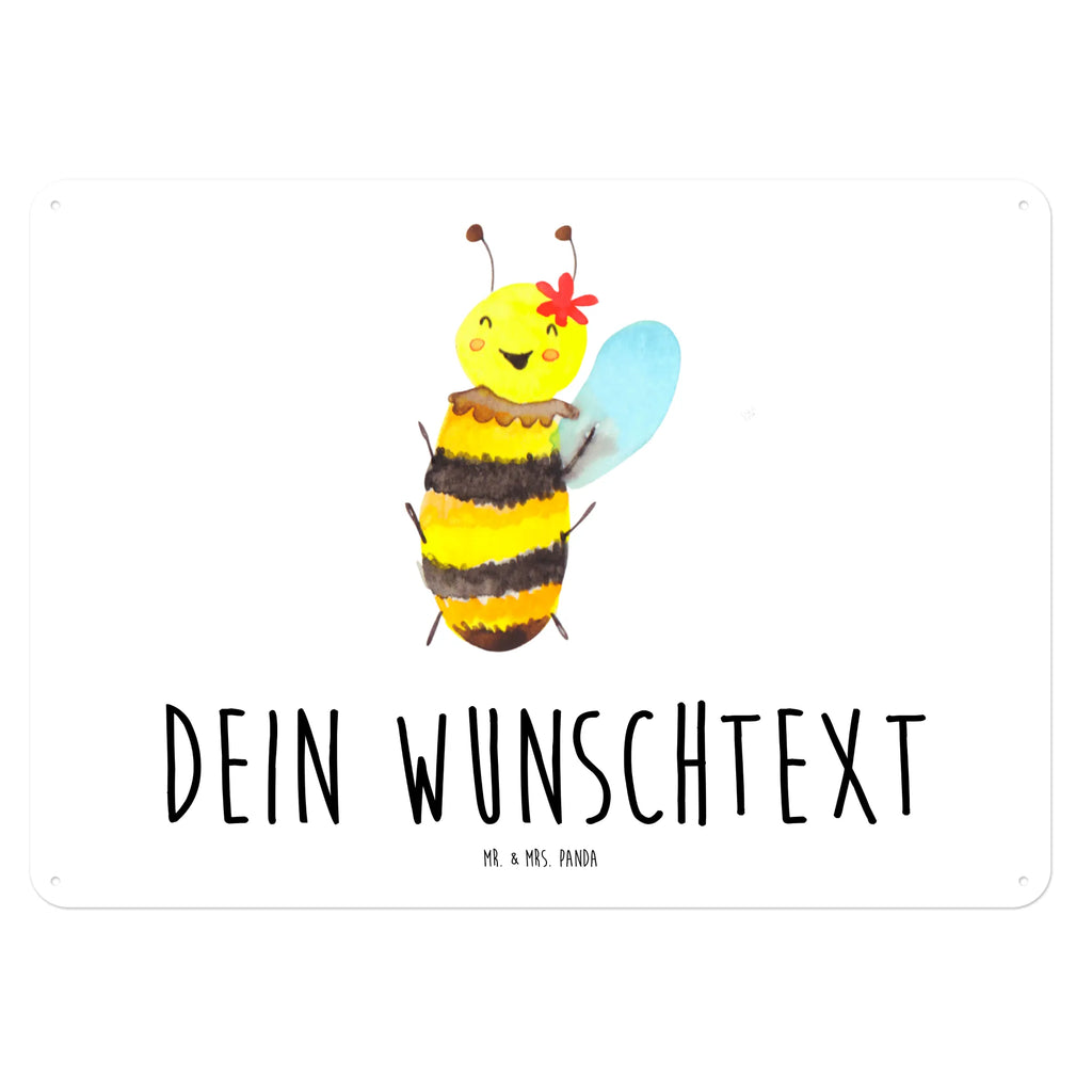 Personalisiertes Blechschild Biene Happy Blechschild, Metallschild, Geschenk Schild, Schild, Magnet-Metall-Schild, Deko Schild, Wandschild, Wand-Dekoration, Türschild, Biene, Wespe, Hummel