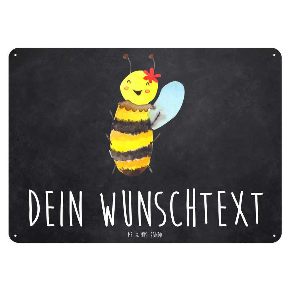 Personalisiertes Blechschild Biene Happy Blechschild, Metallschild, Geschenk Schild, Schild, Magnet-Metall-Schild, Deko Schild, Wandschild, Wand-Dekoration, Türschild, Biene, Wespe, Hummel