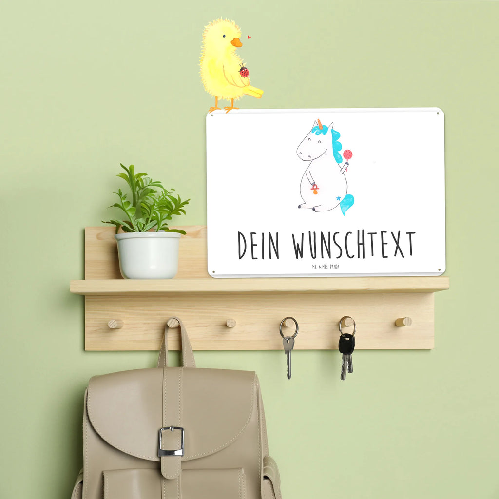 Personalisiertes Blechschild Einhorn Baby Blechschild, Metallschild, Geschenk Schild, Schild, Magnet-Metall-Schild, Deko Schild, Wandschild, Wand-Dekoration, Türschild, Einhorn, Einhörner, Einhorn Deko, Pegasus, Unicorn, Mutter, Geburt, Geburtstag, erstes Kind, Baby, Babyglück, Nachwuchs, Eltern, Party, Kind, Schnuller