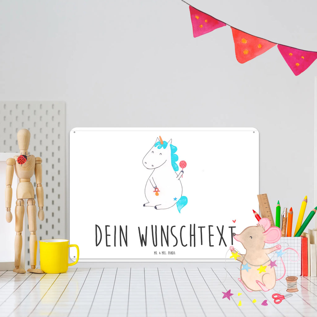 Personalisiertes Blechschild Einhorn Baby Blechschild, Metallschild, Geschenk Schild, Schild, Magnet-Metall-Schild, Deko Schild, Wandschild, Wand-Dekoration, Türschild, Einhorn, Einhörner, Einhorn Deko, Pegasus, Unicorn, Mutter, Geburt, Geburtstag, erstes Kind, Baby, Babyglück, Nachwuchs, Eltern, Party, Kind, Schnuller