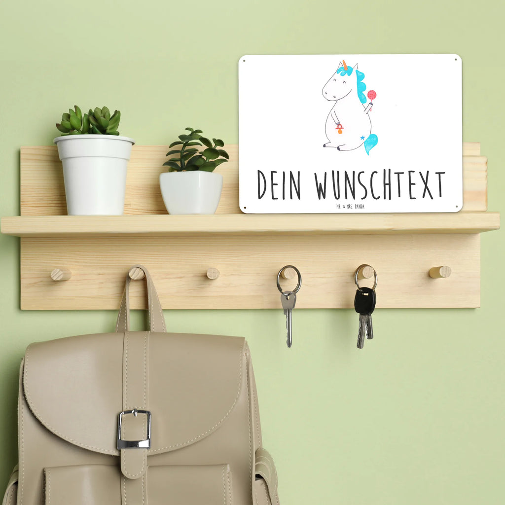 Personalisiertes Blechschild Einhorn Baby Blechschild, Metallschild, Geschenk Schild, Schild, Magnet-Metall-Schild, Deko Schild, Wandschild, Wand-Dekoration, Türschild, Einhorn, Einhörner, Einhorn Deko, Pegasus, Unicorn, Mutter, Geburt, Geburtstag, erstes Kind, Baby, Babyglück, Nachwuchs, Eltern, Party, Kind, Schnuller