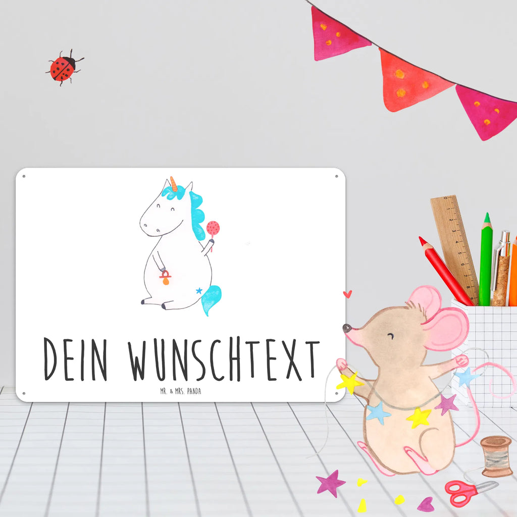 Personalisiertes Blechschild Einhorn Baby Blechschild, Metallschild, Geschenk Schild, Schild, Magnet-Metall-Schild, Deko Schild, Wandschild, Wand-Dekoration, Türschild, Einhorn, Einhörner, Einhorn Deko, Pegasus, Unicorn, Mutter, Geburt, Geburtstag, erstes Kind, Baby, Babyglück, Nachwuchs, Eltern, Party, Kind, Schnuller