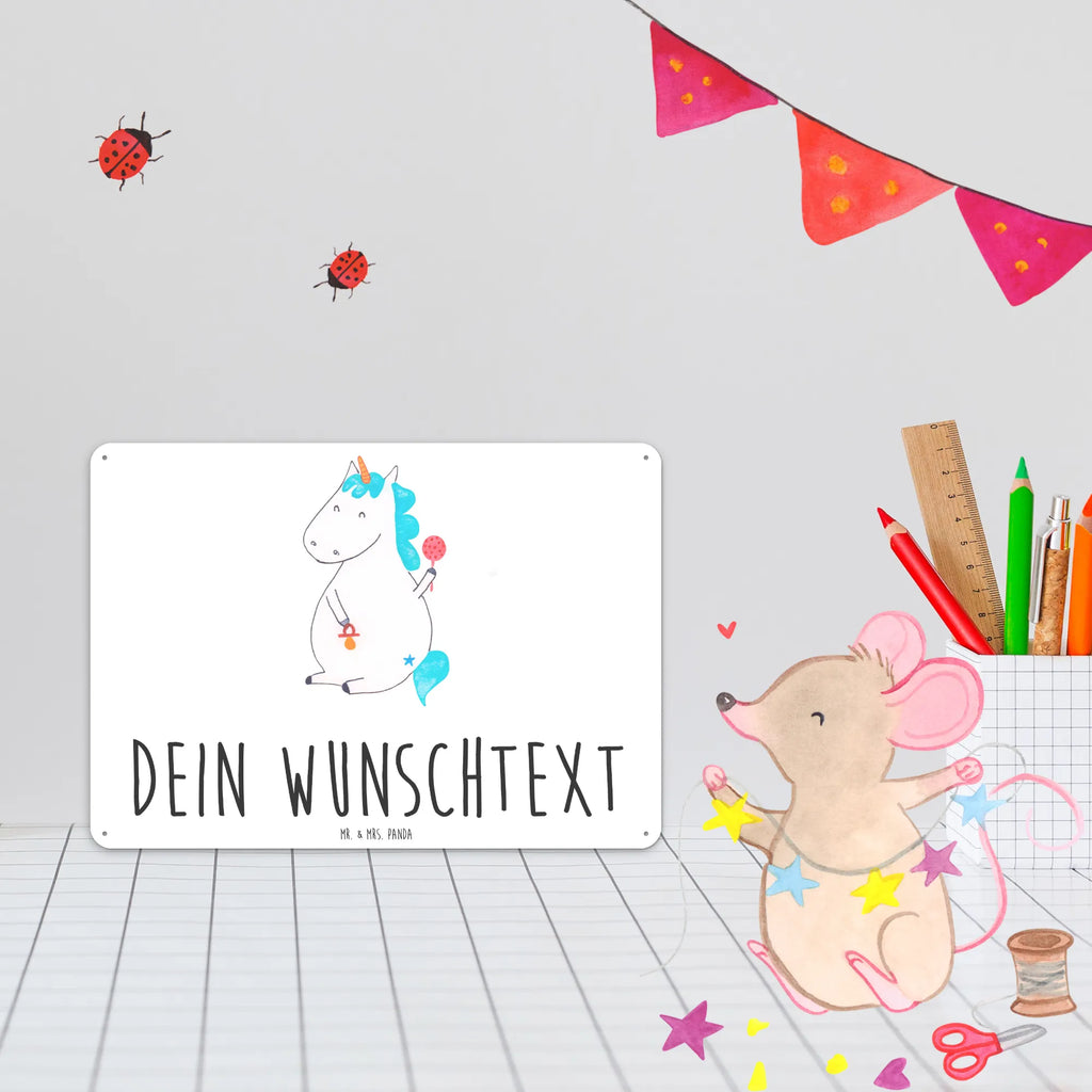 Personalisiertes Blechschild Einhorn Baby Blechschild, Metallschild, Geschenk Schild, Schild, Magnet-Metall-Schild, Deko Schild, Wandschild, Wand-Dekoration, Türschild, Einhorn, Einhörner, Einhorn Deko, Pegasus, Unicorn, Mutter, Geburt, Geburtstag, erstes Kind, Baby, Babyglück, Nachwuchs, Eltern, Party, Kind, Schnuller