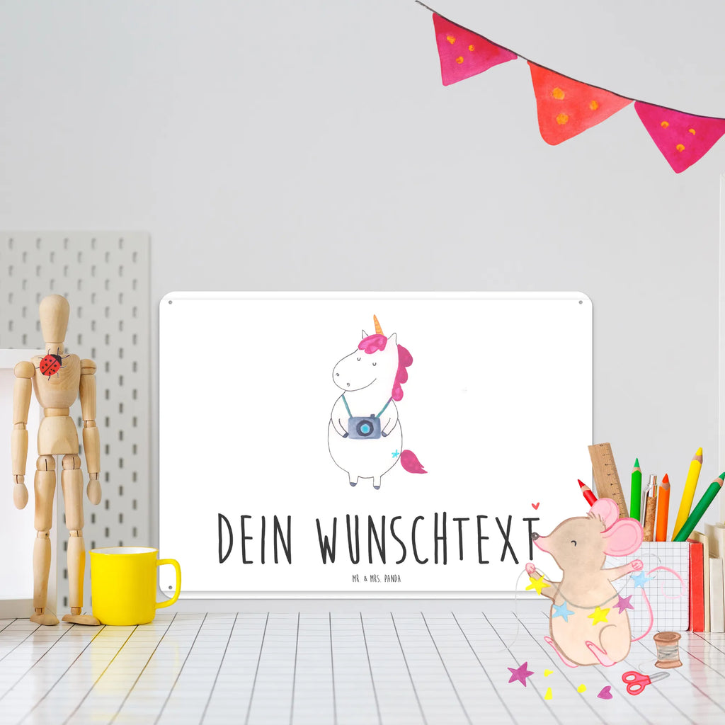 Personalisiertes Blechschild Einhorn Fotograf Blechschild, Metallschild, Geschenk Schild, Schild, Magnet-Metall-Schild, Deko Schild, Wandschild, Wand-Dekoration, Türschild, Einhorn, Einhörner, Einhorn Deko, Unicorn, Fotograf, Fotografie, Kamera, Reisen, Weltreise, Weltenbummler, Urlaub, Tourist, Kurztrip, Reise, Städtereise