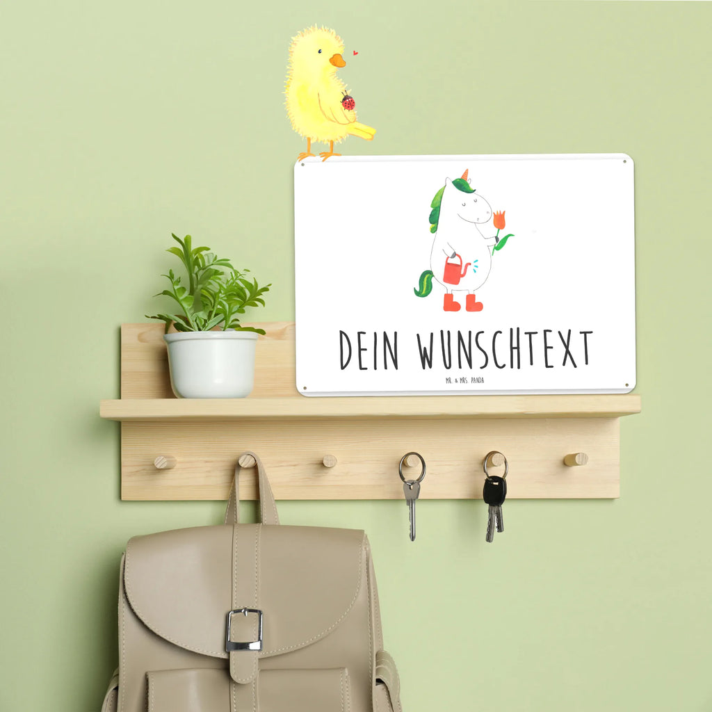 Personalisiertes Blechschild Einhorn Gärtner Blechschild, Metallschild, Geschenk Schild, Schild, Magnet-Metall-Schild, Deko Schild, Wandschild, Wand-Dekoration, Türschild, Einhorn, Einhörner, Einhorn Deko, Unicorn, Luftballon, Gießkanne, Giesskanne, Lebenslust, Freude, Blume, Freundin, Garten, Stiefel