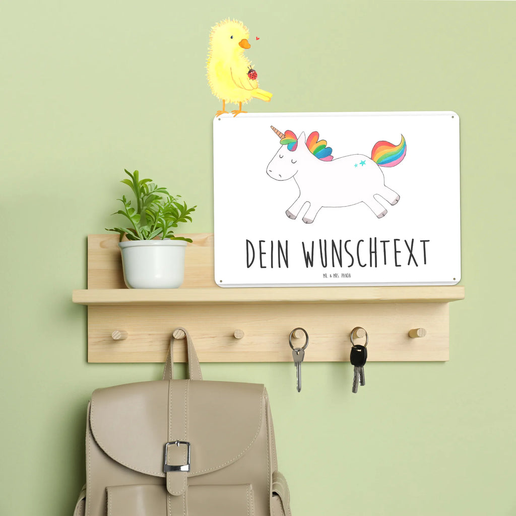 Personalisiertes Blechschild Einhorn Happy Blechschild, Metallschild, Geschenk Schild, Schild, Magnet-Metall-Schild, Deko Schild, Wandschild, Wand-Dekoration, Türschild, Einhorn, Einhörner, Einhorn Deko, Unicorn, glücklich, fröhlich, Spaß, Freude, Lebensfreude, witzig, spannend, Lächeln, Lachen