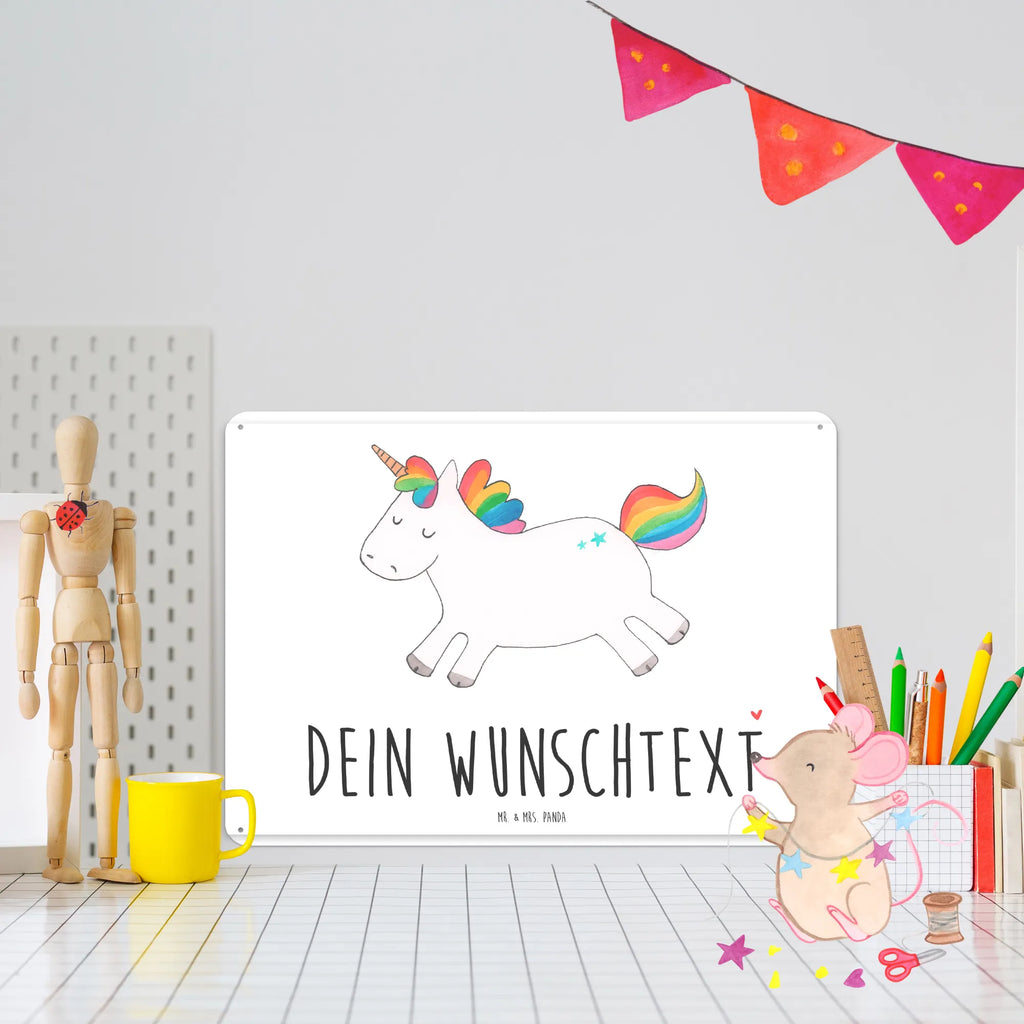 Personalisiertes Blechschild Einhorn Happy Blechschild, Metallschild, Geschenk Schild, Schild, Magnet-Metall-Schild, Deko Schild, Wandschild, Wand-Dekoration, Türschild, Einhorn, Einhörner, Einhorn Deko, Unicorn, glücklich, fröhlich, Spaß, Freude, Lebensfreude, witzig, spannend, Lächeln, Lachen