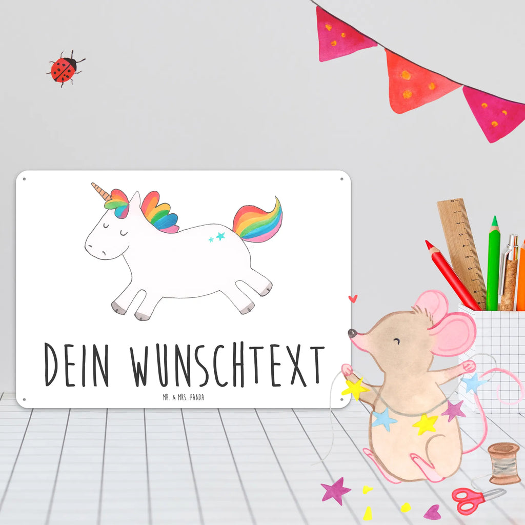 Personalisiertes Blechschild Einhorn Happy Blechschild, Metallschild, Geschenk Schild, Schild, Magnet-Metall-Schild, Deko Schild, Wandschild, Wand-Dekoration, Türschild, Einhorn, Einhörner, Einhorn Deko, Unicorn, glücklich, fröhlich, Spaß, Freude, Lebensfreude, witzig, spannend, Lächeln, Lachen