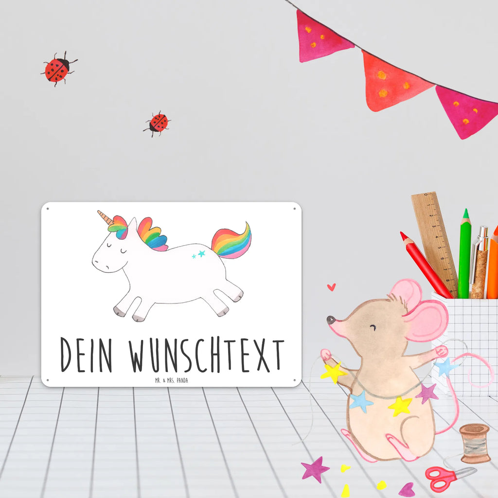 Personalisiertes Blechschild Einhorn Happy Blechschild, Metallschild, Geschenk Schild, Schild, Magnet-Metall-Schild, Deko Schild, Wandschild, Wand-Dekoration, Türschild, Einhorn, Einhörner, Einhorn Deko, Unicorn, glücklich, fröhlich, Spaß, Freude, Lebensfreude, witzig, spannend, Lächeln, Lachen