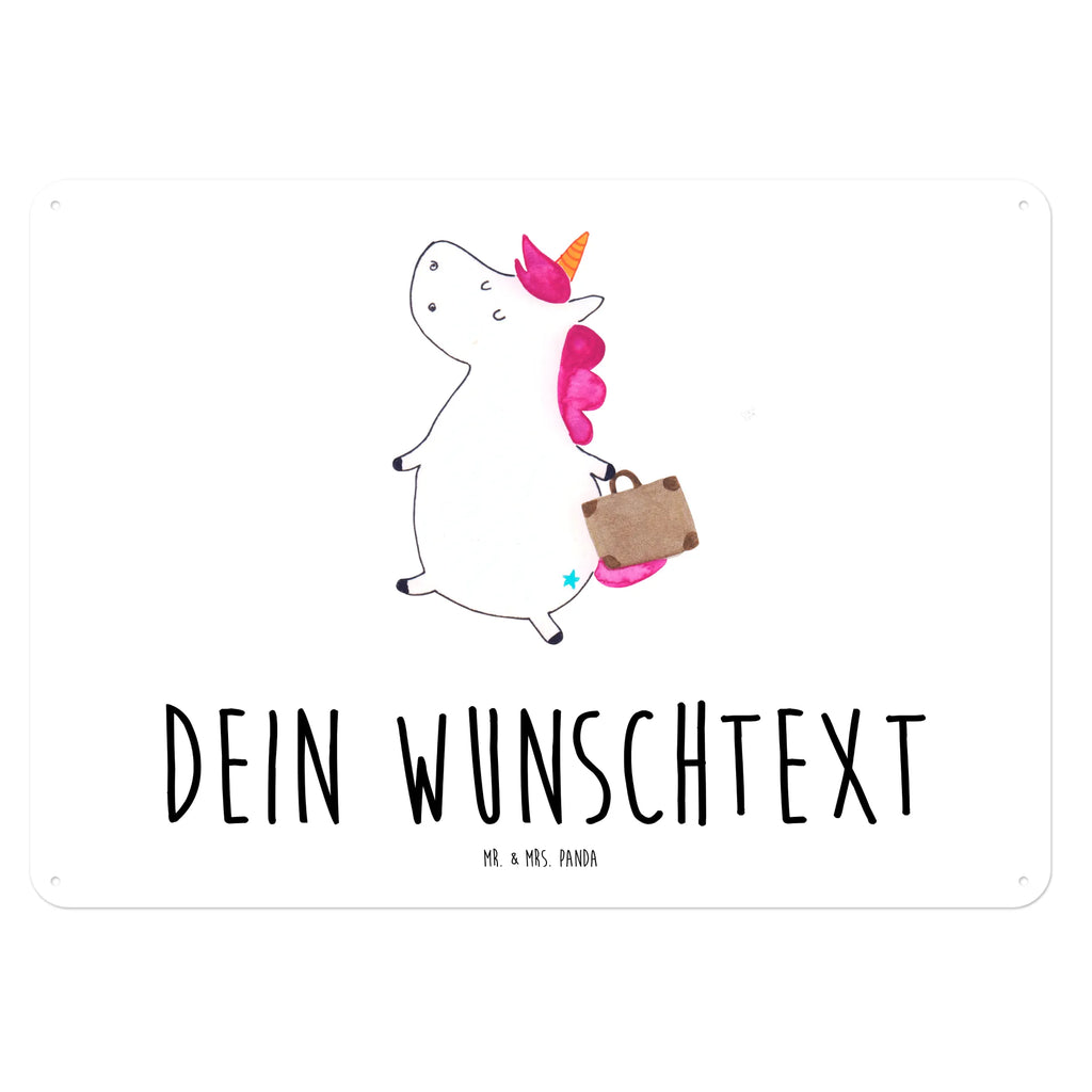 Personalisiertes Blechschild Einhorn Koffer Blechschild, Metallschild, Geschenk Schild, Schild, Magnet-Metall-Schild, Deko Schild, Wandschild, Wand-Dekoration, Türschild, Einhorn, Einhörner, Einhorn Deko, Pegasus, Unicorn, unicorn, Koffer, Verreisen, Reise, Gepäck, Abenteuer, Erwachsen, Kind, albern, Spaß, lustig, witzig