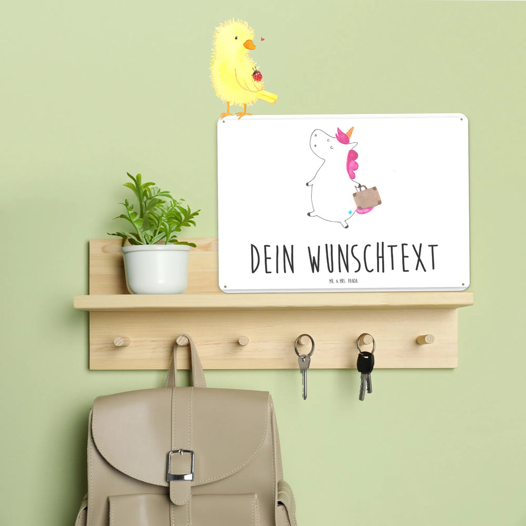 Personalisiertes Blechschild Einhorn Koffer Blechschild, Metallschild, Geschenk Schild, Schild, Magnet-Metall-Schild, Deko Schild, Wandschild, Wand-Dekoration, Türschild, Einhorn, Einhörner, Einhorn Deko, Pegasus, Unicorn, unicorn, Koffer, Verreisen, Reise, Gepäck, Abenteuer, Erwachsen, Kind, albern, Spaß, lustig, witzig