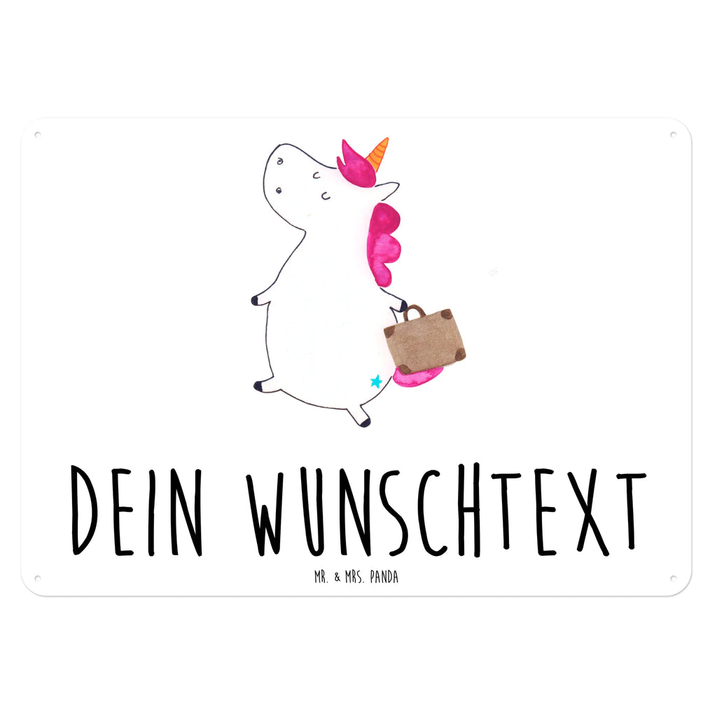 Personalisiertes Blechschild Einhorn Koffer Blechschild, Metallschild, Geschenk Schild, Schild, Magnet-Metall-Schild, Deko Schild, Wandschild, Wand-Dekoration, Türschild, Einhorn, Einhörner, Einhorn Deko, Pegasus, Unicorn, unicorn, Koffer, Verreisen, Reise, Gepäck, Abenteuer, Erwachsen, Kind, albern, Spaß, lustig, witzig