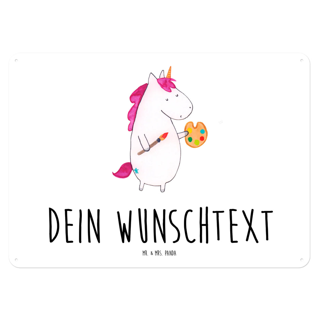 Personalisiertes Blechschild Einhorn Künstler Blechschild, Metallschild, Geschenk Schild, Schild, Magnet-Metall-Schild, Deko Schild, Wandschild, Wand-Dekoration, Türschild, Einhorn, Einhörner, Einhorn Deko, Pegasus, Unicorn, Englisch, Künstler, Artist, Malen, Zeichnen, Welt, Farbe, Stift, Pinsel, Geschenk, Maler