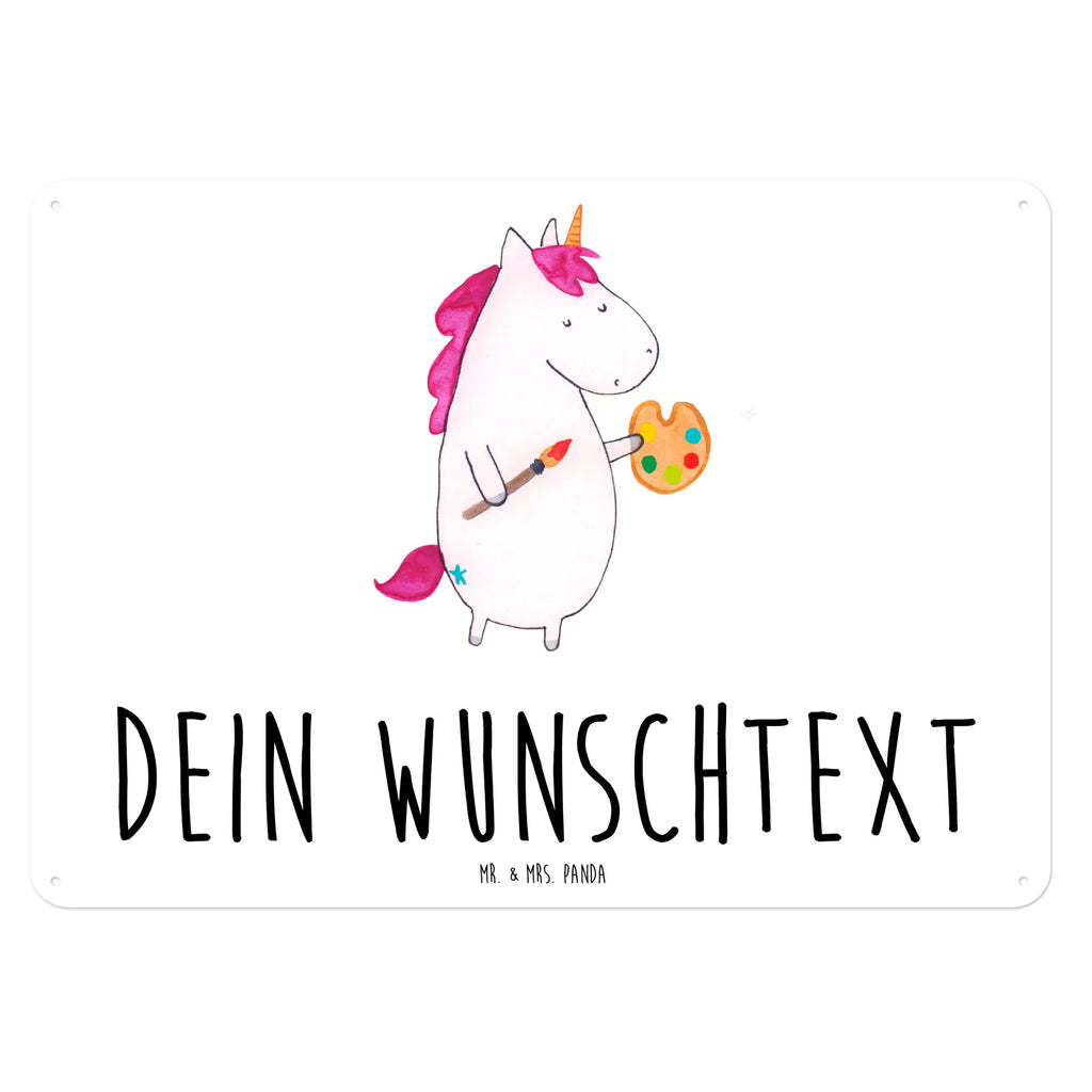 Personalisiertes Blechschild Einhorn Künstler Blechschild, Metallschild, Geschenk Schild, Schild, Magnet-Metall-Schild, Deko Schild, Wandschild, Wand-Dekoration, Türschild, Einhorn, Einhörner, Einhorn Deko, Pegasus, Unicorn, Englisch, Künstler, Artist, Malen, Zeichnen, Welt, Farbe, Stift, Pinsel, Geschenk, Maler