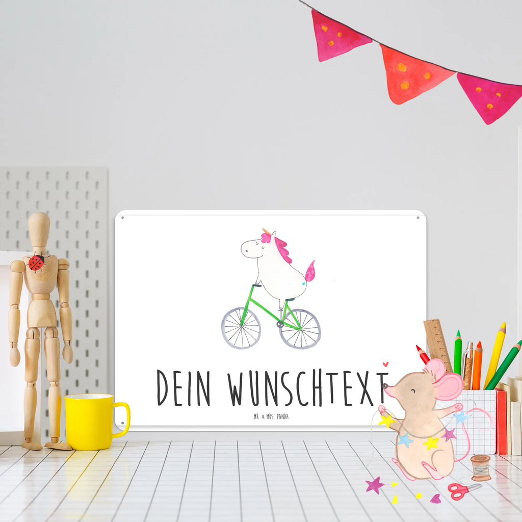 Personalisiertes Blechschild Einhorn Radfahrer Blechschild, Metallschild, Geschenk Schild, Schild, Magnet-Metall-Schild, Deko Schild, Wandschild, Wand-Dekoration, Türschild, Einhorn, Einhörner, Einhorn Deko, Unicorn, Radfahren, Radfahrer, Rad, Bike, Feenstaub, Konfetti, Luxusproblem, Kummer, Liebeskummer