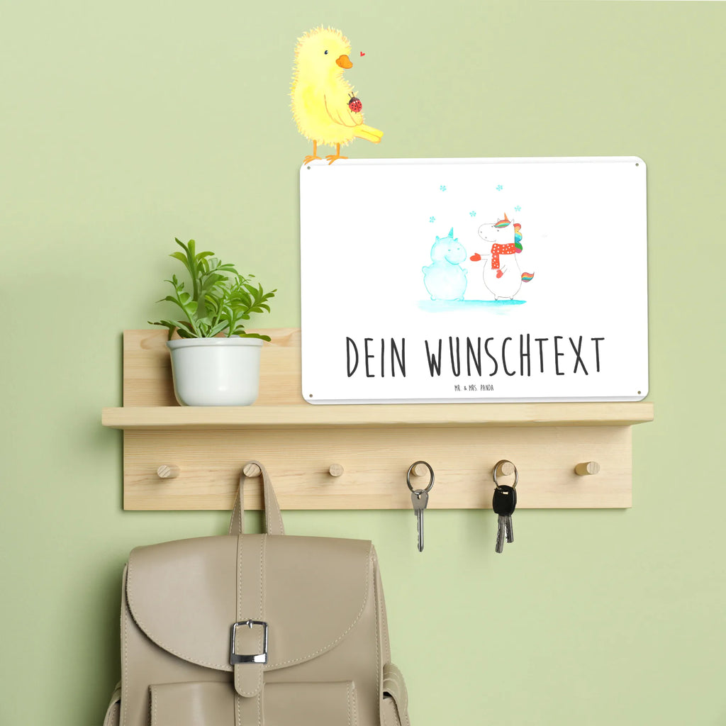 Personalisiertes Blechschild Einhorn Schneemann Blechschild, Metallschild, Geschenk Schild, Schild, Magnet-Metall-Schild, Deko Schild, Wandschild, Wand-Dekoration, Türschild, Einhorn, Einhörner, Einhorn Deko, Unicorn, Schneemann, Winter, Schnee, Kuchen, Weihnachten, kalt, Mütze, Handschuhe, X-Mas