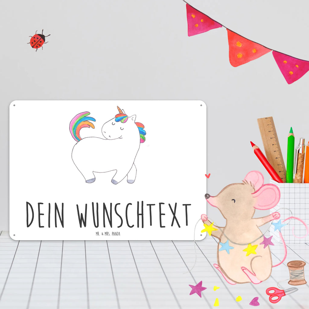 Personalisiertes Blechschild Einhorn stolzierend Blechschild, Metallschild, Geschenk Schild, Schild, Magnet-Metall-Schild, Deko Schild, Wandschild, Wand-Dekoration, Türschild, Einhorn, Einhörner, Einhorn Deko, Pegasus, Unicorn, stolz, anders, bunt, Pferd, Reiter, Reiten, Freundin, Geschenk