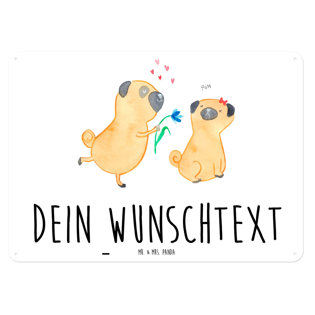 Personalisiertes Blechschild Mops Verliebt Blechschild, Metallschild, Geschenk Schild, Schild, Magnet-Metall-Schild, Deko Schild, Wandschild, Wand-Dekoration, Türschild, Hund, Hundemotiv, Haustier, Hunderasse, Tierliebhaber, Hundebesitzer, Sprüche, Mops, Möpse, Hundeliebe, verliebt, Liebe, Liebesspruch. Verlobt, Geschenk Freund, Partner