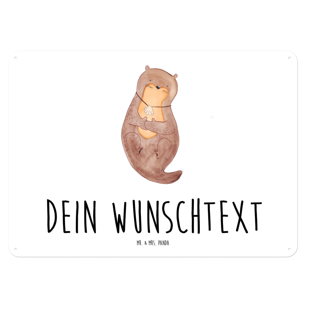 Personalisiertes Blechschild Otter Muschel Blechschild, Metallschild, Geschenk Schild, Schild, Magnet-Metall-Schild, Deko Schild, Wandschild, Wand-Dekoration, Türschild, Otter, Fischotter, Seeotter, Otterliebe, grübeln, träumen, Motivation, Tagträumen, Büro