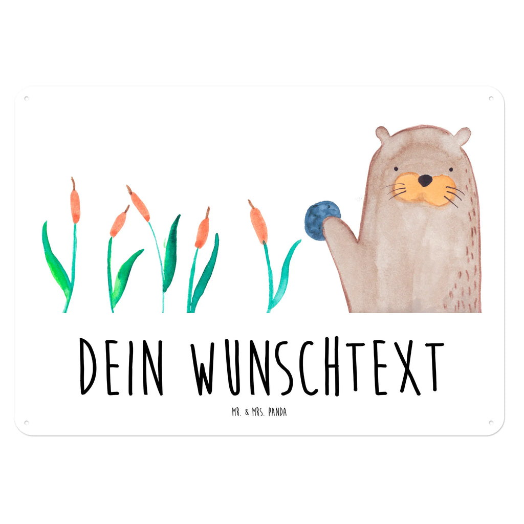 Personalisiertes Blechschild Otter Stein Blechschild, Metallschild, Geschenk Schild, Schild, Magnet-Metall-Schild, Deko Schild, Wandschild, Wand-Dekoration, Türschild, Otter, Fischotter, Seeotter, Otter Seeotter See Otter