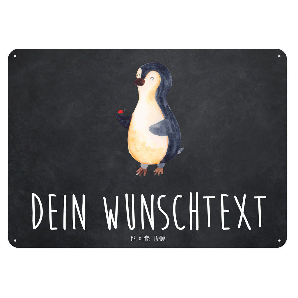 Personalisiertes Blechschild Pinguin Marienkäfer Blechschild, Metallschild, Geschenk Schild, Schild, Magnet-Metall-Schild, Deko Schild, Wandschild, Wand-Dekoration, Türschild, Pinguin, Pinguine, Marienkäfer, Liebe, Wunder, Glück, Freude, Lebensfreude