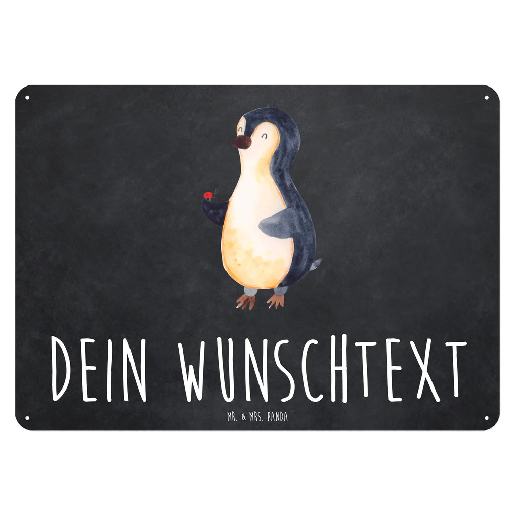 Personalisiertes Blechschild Pinguin Marienkäfer Blechschild, Metallschild, Geschenk Schild, Schild, Magnet-Metall-Schild, Deko Schild, Wandschild, Wand-Dekoration, Türschild, Pinguin, Pinguine, Marienkäfer, Liebe, Wunder, Glück, Freude, Lebensfreude