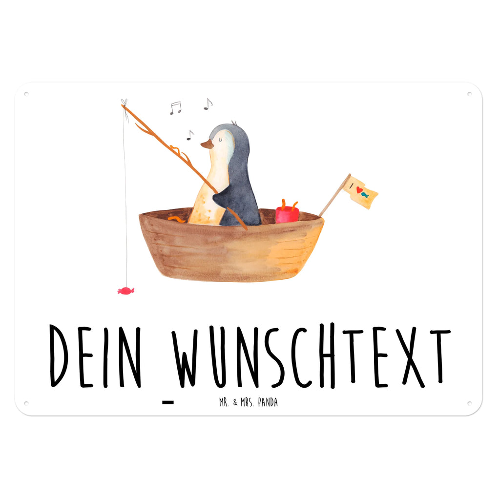 Personalisiertes Blechschild Pinguin Angelboot Blechschild, Metallschild, Geschenk Schild, Schild, Magnet-Metall-Schild, Deko Schild, Wandschild, Wand-Dekoration, Türschild, Pinguin, Pinguine, Angeln, Boot, Angelboot, Lebenslust, Leben, genießen, Motivation, Neustart, Neuanfang, Trennung, Scheidung, Geschenkidee Liebeskummer