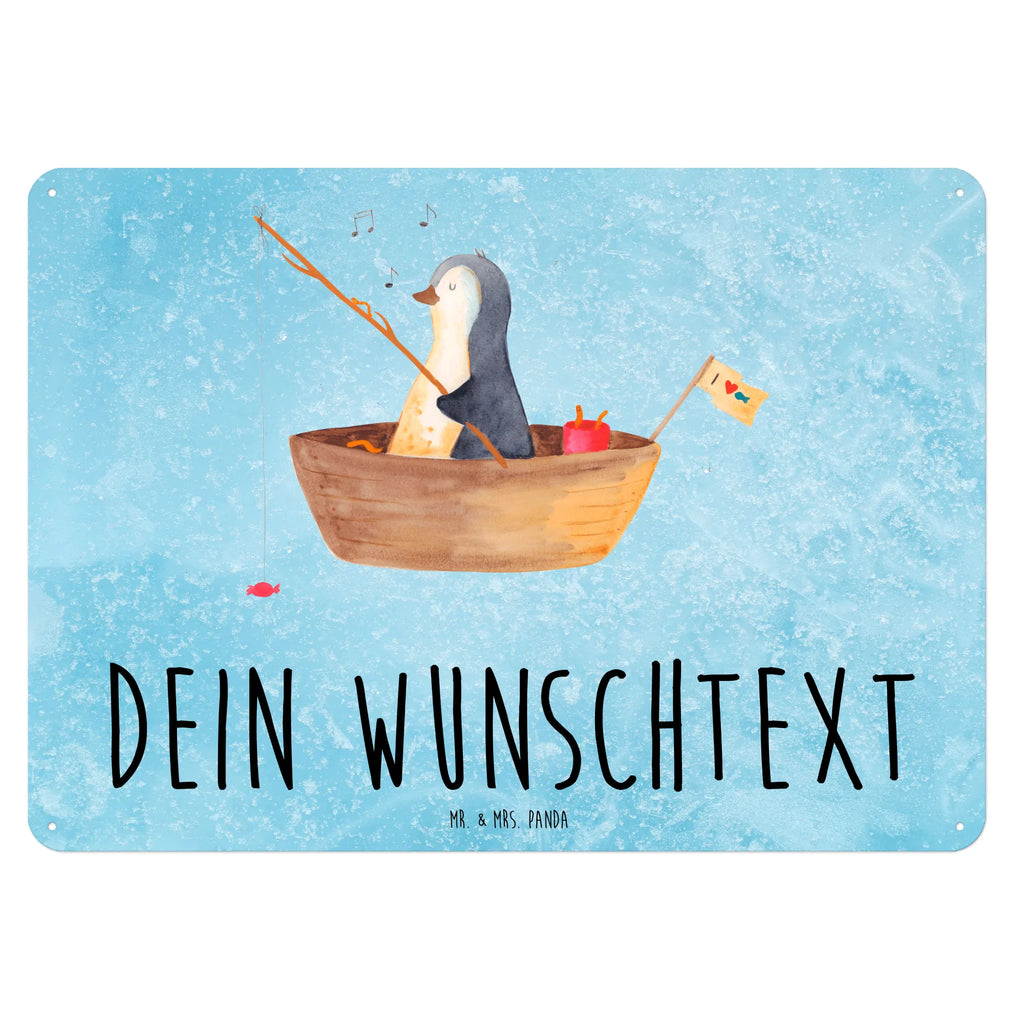 Personalisiertes Blechschild Pinguin Angelboot Blechschild, Metallschild, Geschenk Schild, Schild, Magnet-Metall-Schild, Deko Schild, Wandschild, Wand-Dekoration, Türschild, Pinguin, Pinguine, Angeln, Boot, Angelboot, Lebenslust, Leben, genießen, Motivation, Neustart, Neuanfang, Trennung, Scheidung, Geschenkidee Liebeskummer