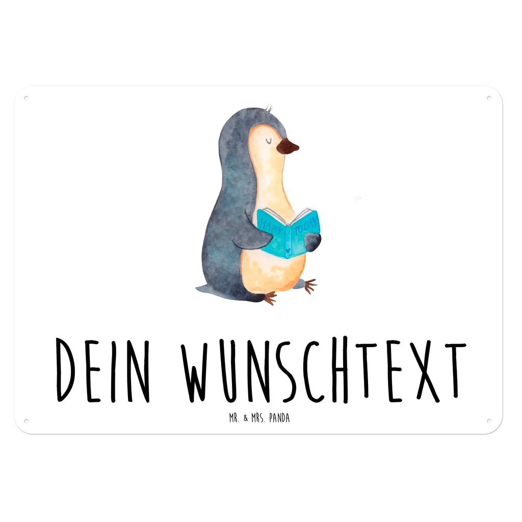 Personalisiertes Blechschild Pinguin Buch Blechschild, Metallschild, Geschenk Schild, Schild, Magnet-Metall-Schild, Deko Schild, Wandschild, Wand-Dekoration, Türschild, Pinguin, Pinguine, Buch, Lesen, Bücherwurm, Nichtstun, Faulenzen, Ferien, Urlaub, Freizeit