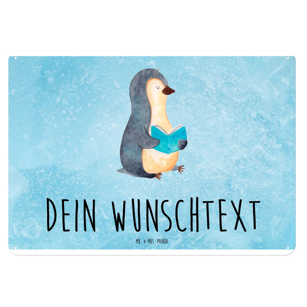 Personalisiertes Blechschild Pinguin Buch Blechschild, Metallschild, Geschenk Schild, Schild, Magnet-Metall-Schild, Deko Schild, Wandschild, Wand-Dekoration, Türschild, Pinguin, Pinguine, Buch, Lesen, Bücherwurm, Nichtstun, Faulenzen, Ferien, Urlaub, Freizeit