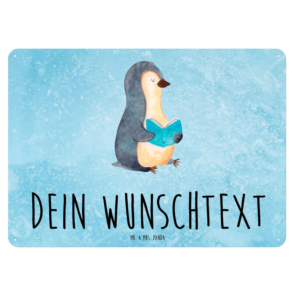 Personalisiertes Blechschild Pinguin Buch Blechschild, Metallschild, Geschenk Schild, Schild, Magnet-Metall-Schild, Deko Schild, Wandschild, Wand-Dekoration, Türschild, Pinguin, Pinguine, Buch, Lesen, Bücherwurm, Nichtstun, Faulenzen, Ferien, Urlaub, Freizeit